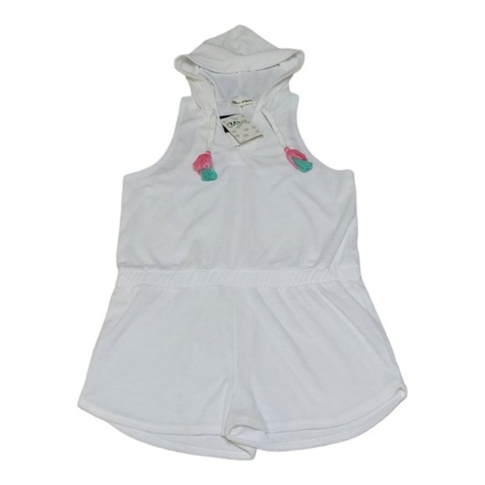NWT Miken Mermaids Girls XL Terry‎ Hoodie Romper Cover Up White Tassels Beach